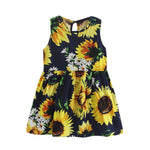 Princess Dress Vestidos Infantil  Summer Toddler Girls Dresses Robe Enfant Sunflower Print Children Dress Bow Kids Clolthing