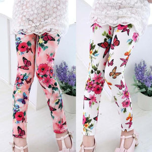 Kids Baby Girls Printing Flower Ninth Pants Tight Toddler Leggings