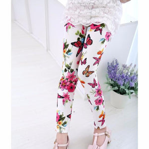 Kids Baby Girls Printing Flower Ninth Pants Tight Toddler Leggings