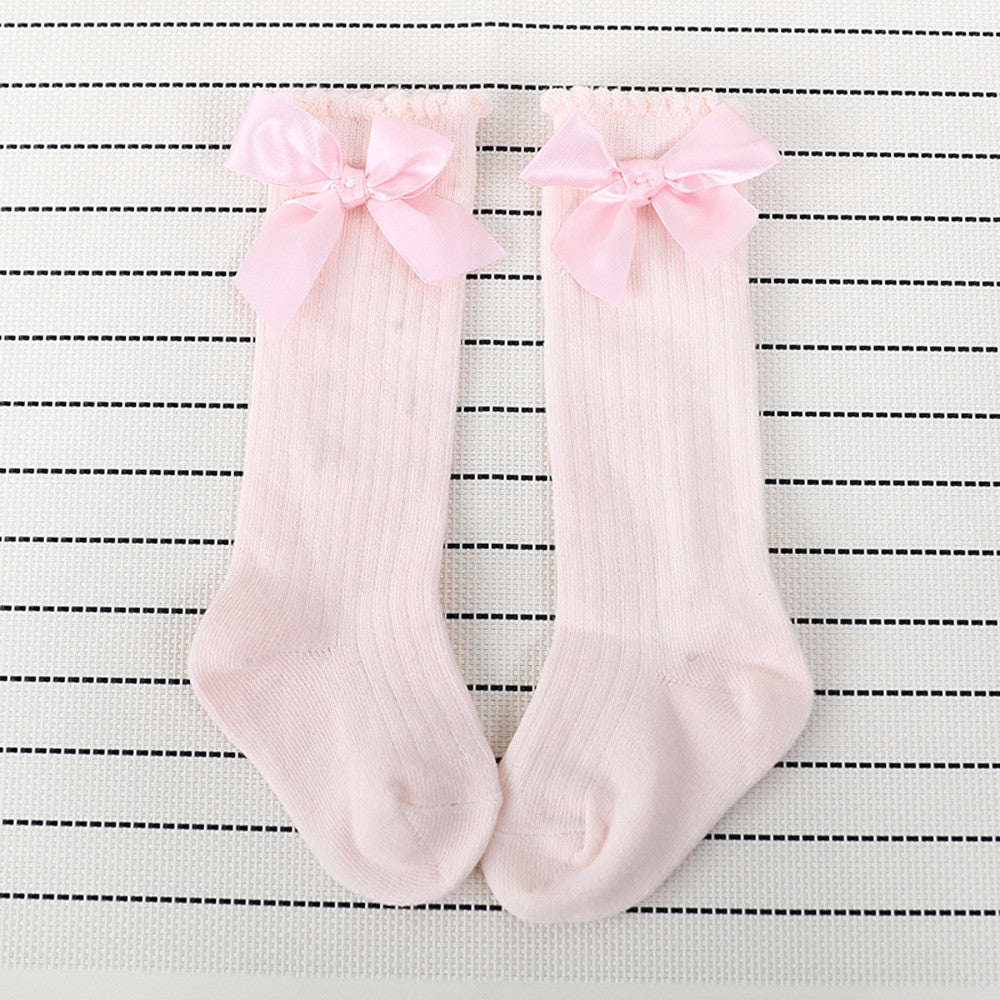 New Kids Toddlers Girls Big Bow Knee High Long Soft Cotton Lace Baby Socks Kids