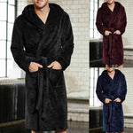 Men's Winter Lengthened Coralline Plush Shawl Bathrobe Long Sleeved Robe Coat