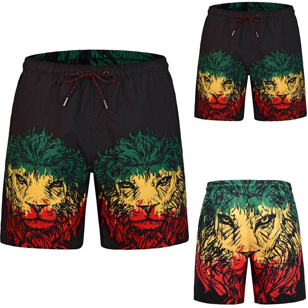 Men Casual 3D Graffiti Printed Beach Work Casual Men Short Trouser Shorts Pants