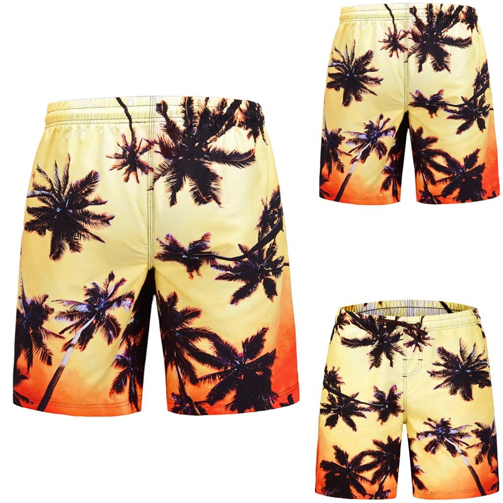 Men Casual 3D Graffiti Printed Beach Work Casual Men Short Trouser Shorts Pants