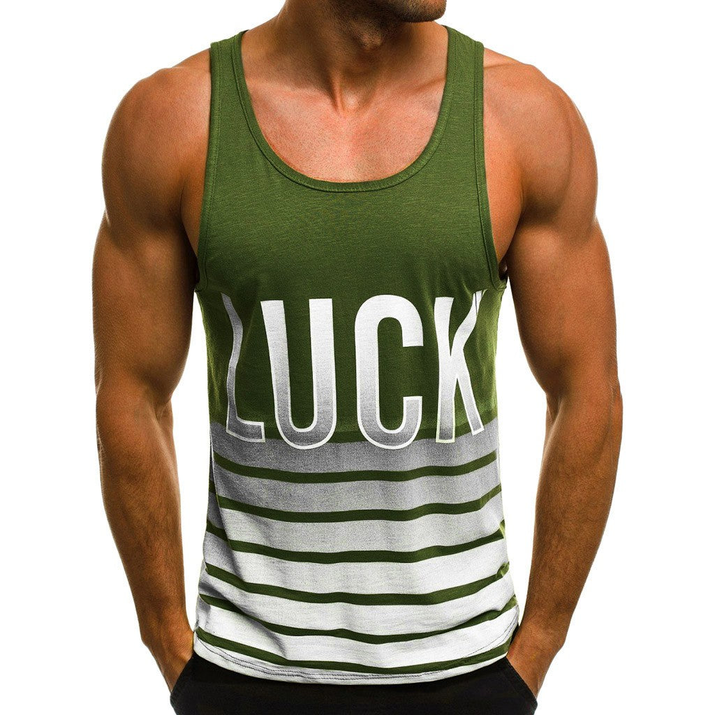 Fashion Men's Casual Slim Letter Printed Sleeveless Tank Top T Shirt Top Blouse