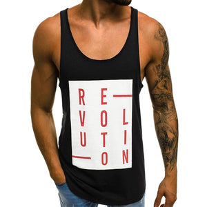 Fashion Men's Casual Slim Letter Printed Sleeveless Tank Top T Shirt Top Blouse