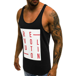 Fashion Men's Casual Slim Letter Printed Sleeveless Tank Top T Shirt Top Blouse