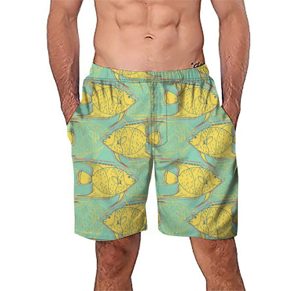 Men Casual 3D Graffiti Printed Beach Work Casual Men Short Trouser Shorts Pants