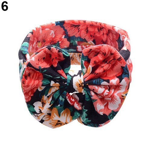 Children'S Printed Cross Hair Band Baby Cotton Headband Bohemian Pop Bow Hair